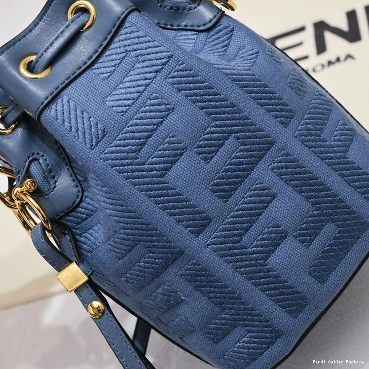 Cheap HOT Handle Blue Bucket Woven Tresor Fendi Canvas FF Bag In Motif Mon Mini with 0813
